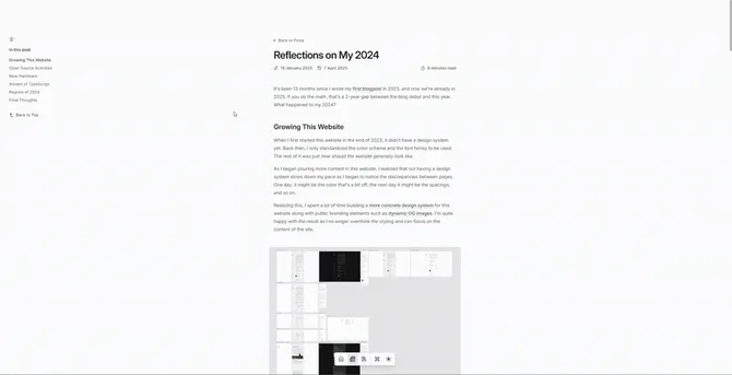 What clicking the Table of Contents would do